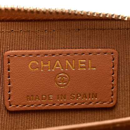 Chanel Lambskin Quilted Chanel 19 Zip Around Coin Purse Wallet Brown 6 of 8