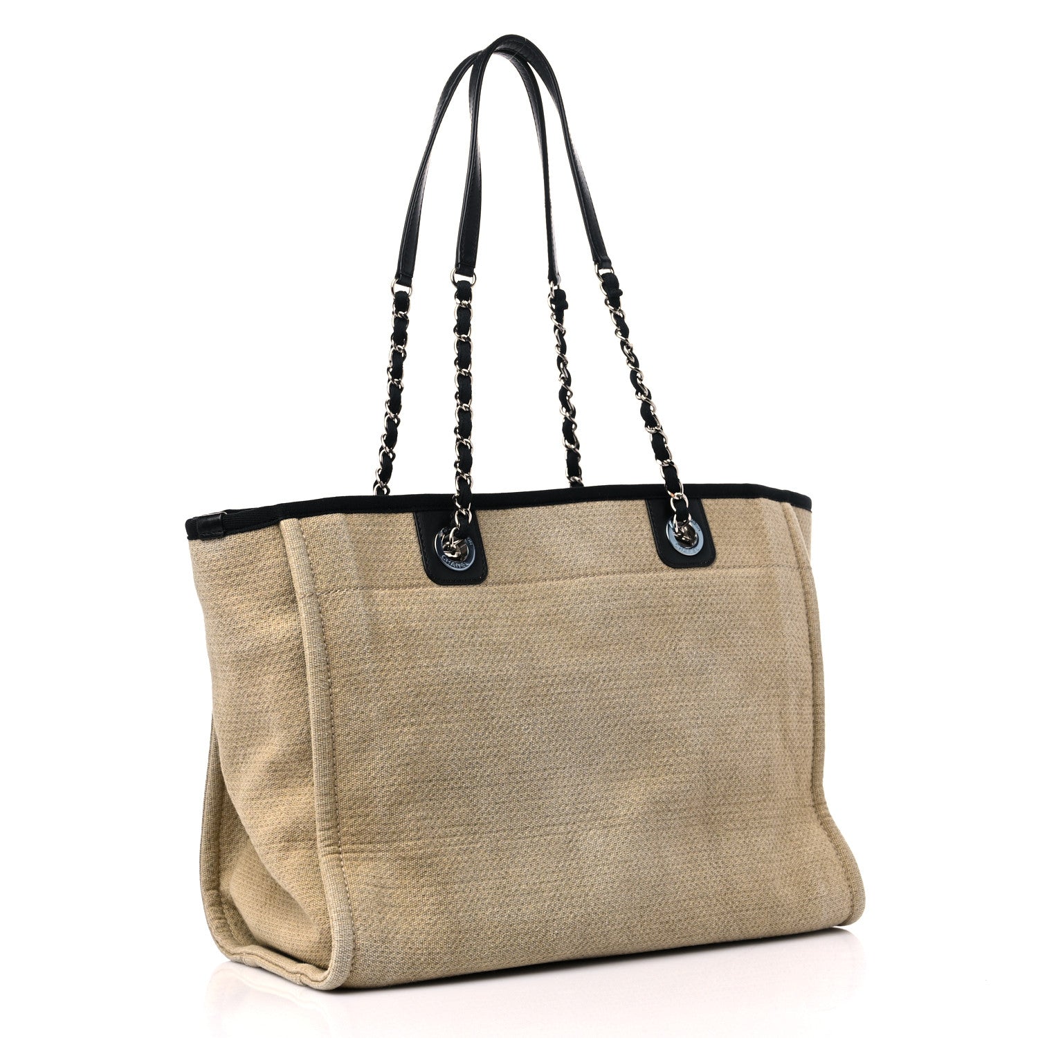 Chanel Canvas Small Deauville Tote Beige Black 4 of 13