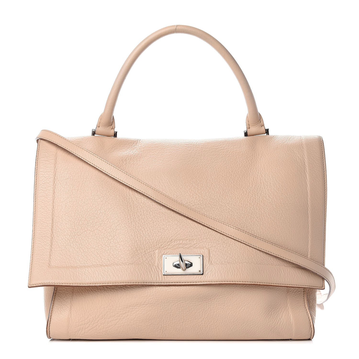 Givenchy Grained Calfskin Medium Shark Lock Satchel Nude 1 of 16