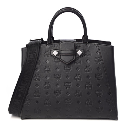 MCM Calfskin Ottomar Monogram Medium Essential Tote Black 1 of 11