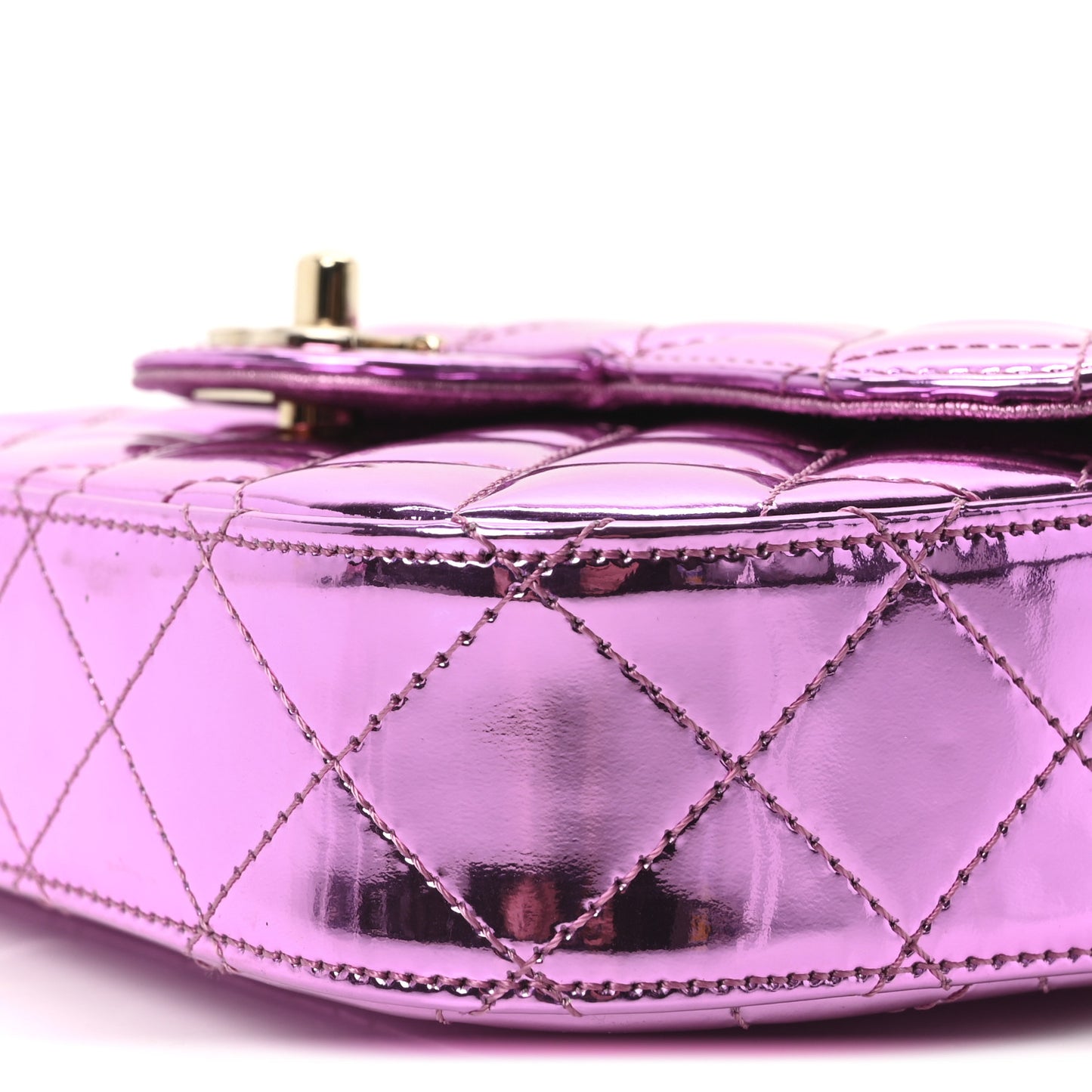 Mirror Calfskin Metallic Calfskin Quilted Hollywood Boulevard Flap With Coin Purse Light Purple