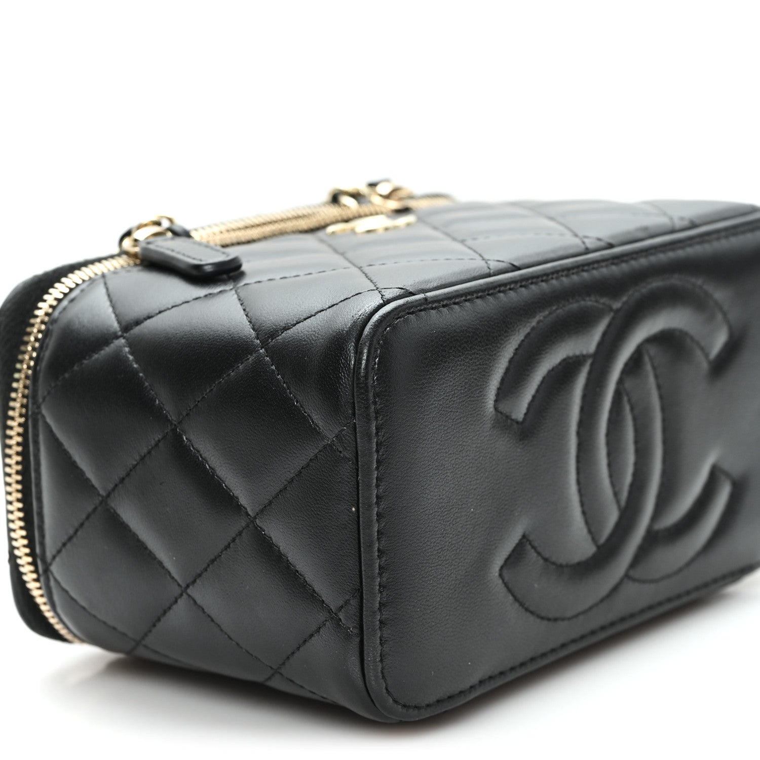 Chanel Lambskin Quilted Small Top Handle Vanity Case With Chain Black 10 of 12