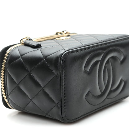 Chanel Lambskin Quilted Small Top Handle Vanity Case With Chain Black 10 of 12