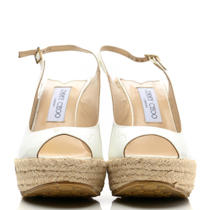 Jimmy Choo Patent 100 Wedge Sandal 38 White 2 of 8