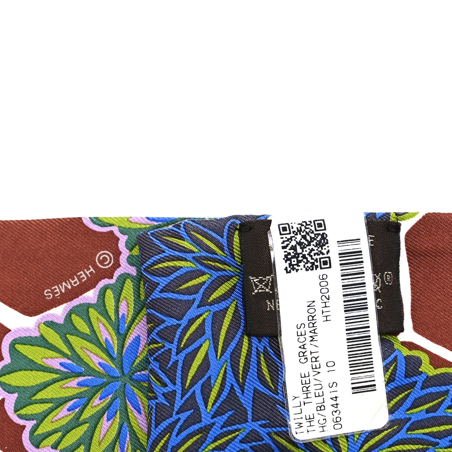 Silk The Three Graces Twilly Bleu Vert Marron