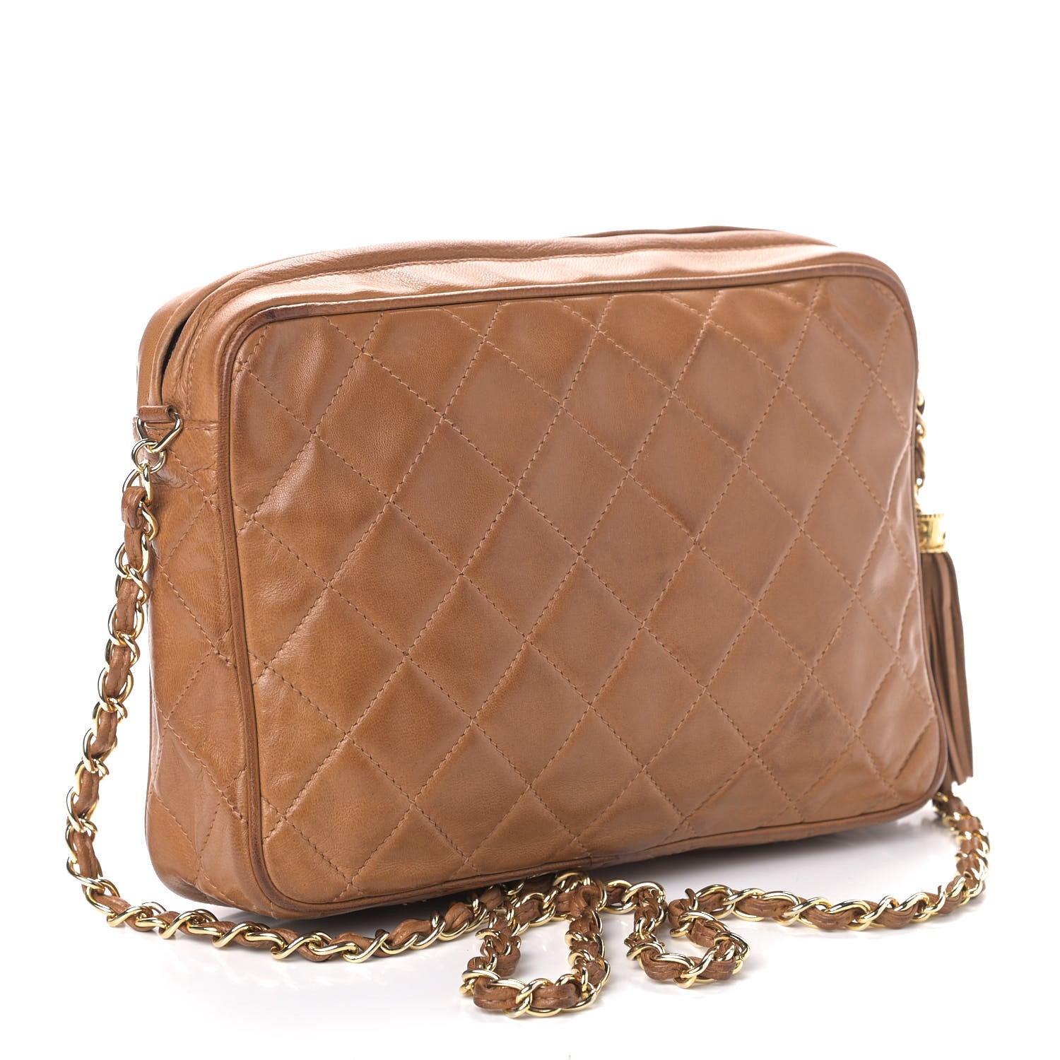 Chanel Lambskin Tassel Camera Case Light Brown 2 of 9