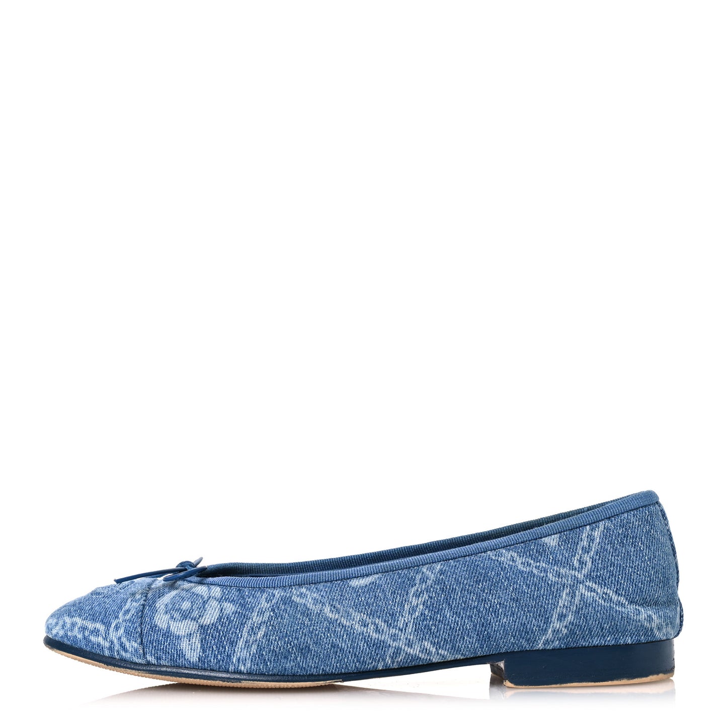 Denim Printed Cap Toe Ballerina Flats 38 Blue