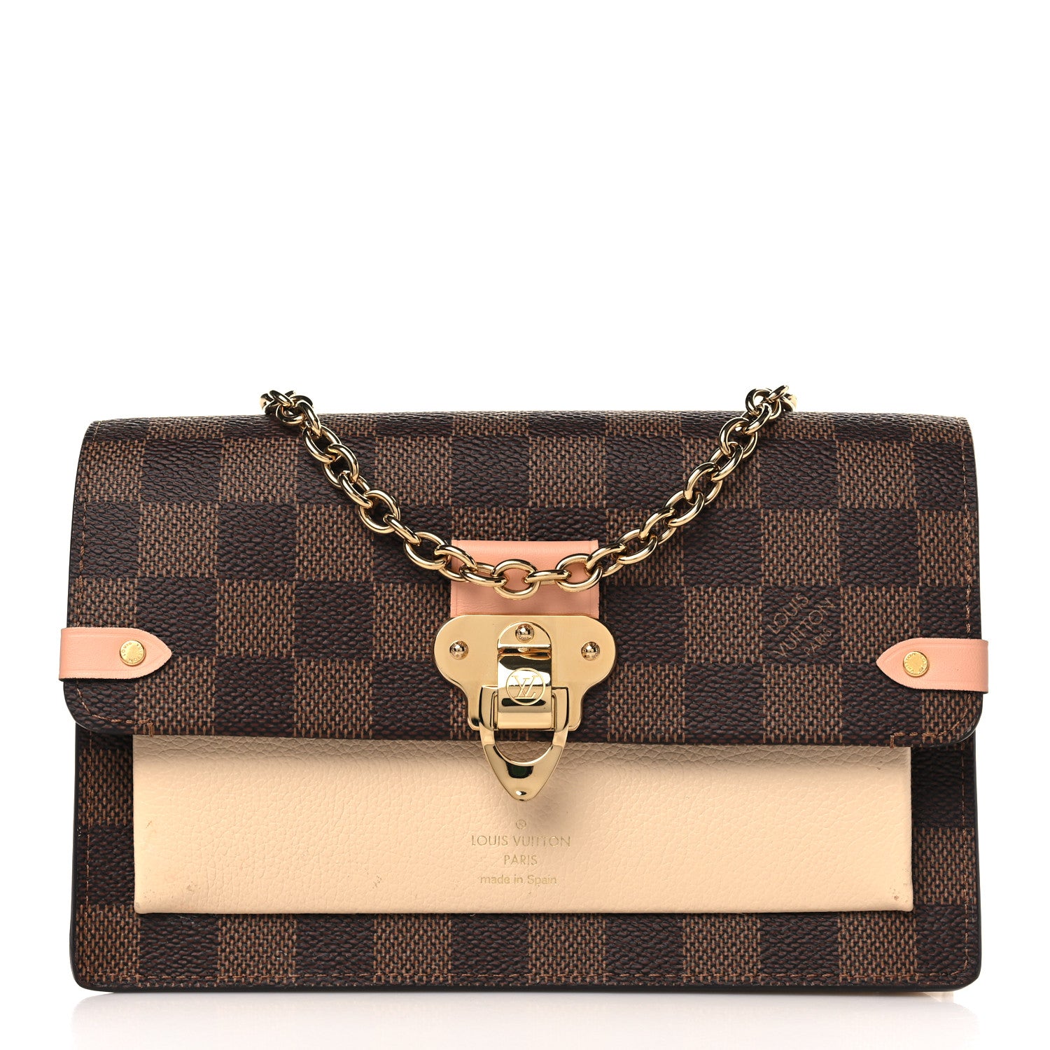 Louis Vuitton Damier Ebene Vavin Chain Wallet Creme 1 of 9