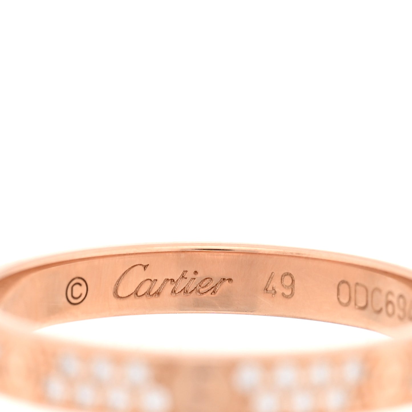 18K Pink Gold Diamond 2.6mm LOVE Paved Band Ring 49/4.75