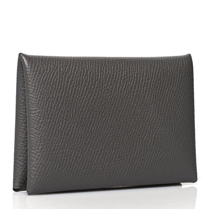 Hermes Epsom Calvi Duo Card Case Gris Meyer 3 of 8