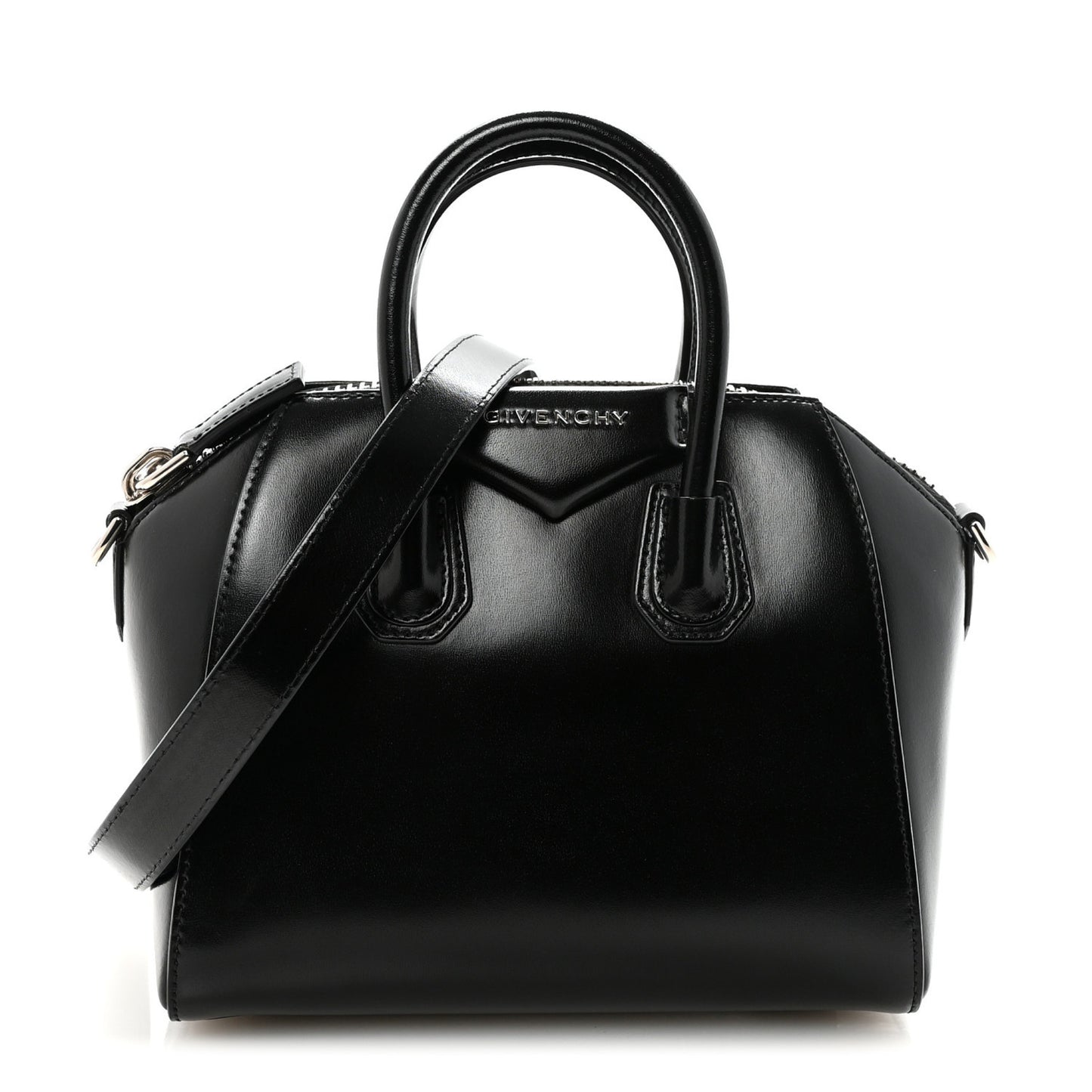 Shiny Lord Calfskin Mini Antigona Black