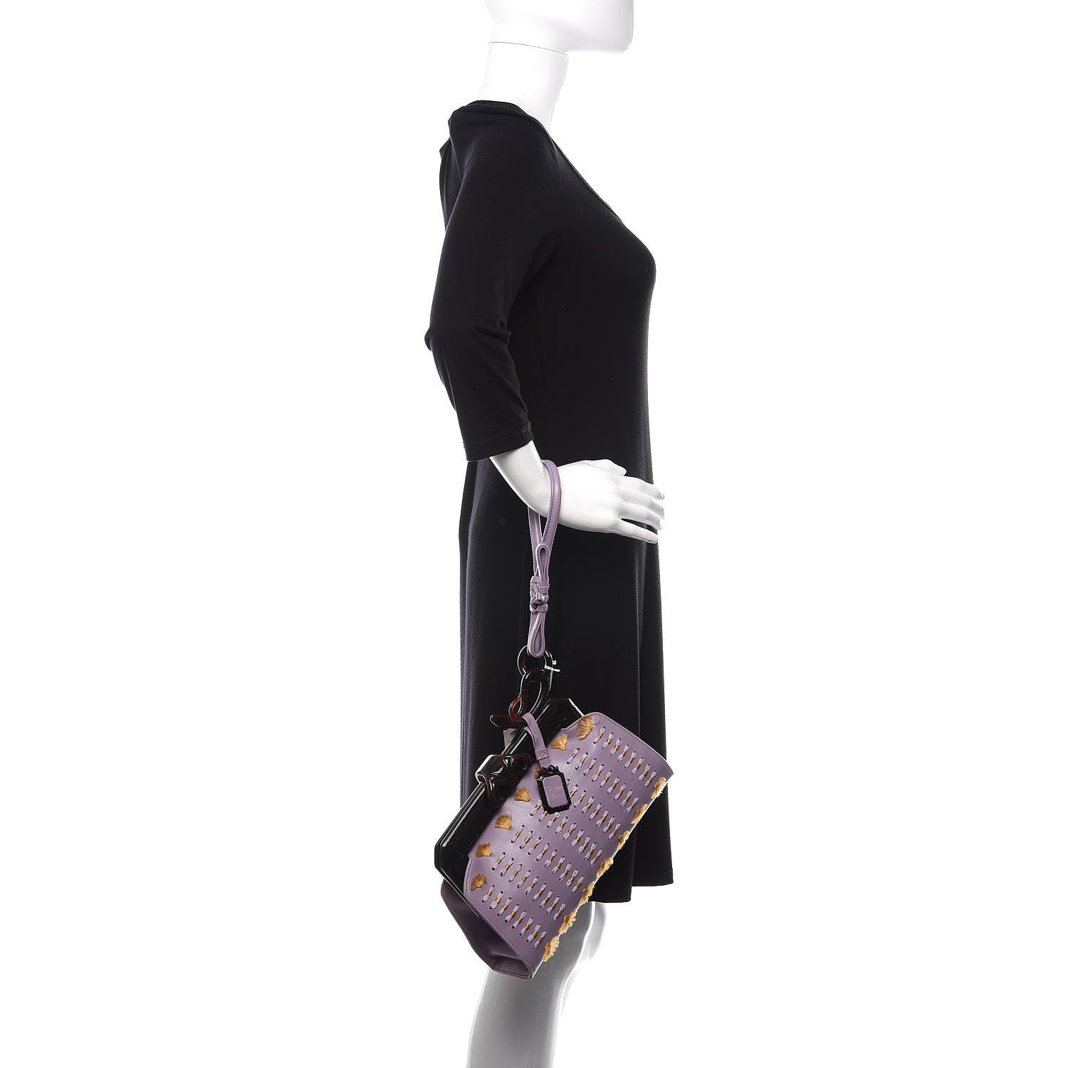 Christian Dior Lambskin Threaded Frame Clutch Violet Clair 2 of 11