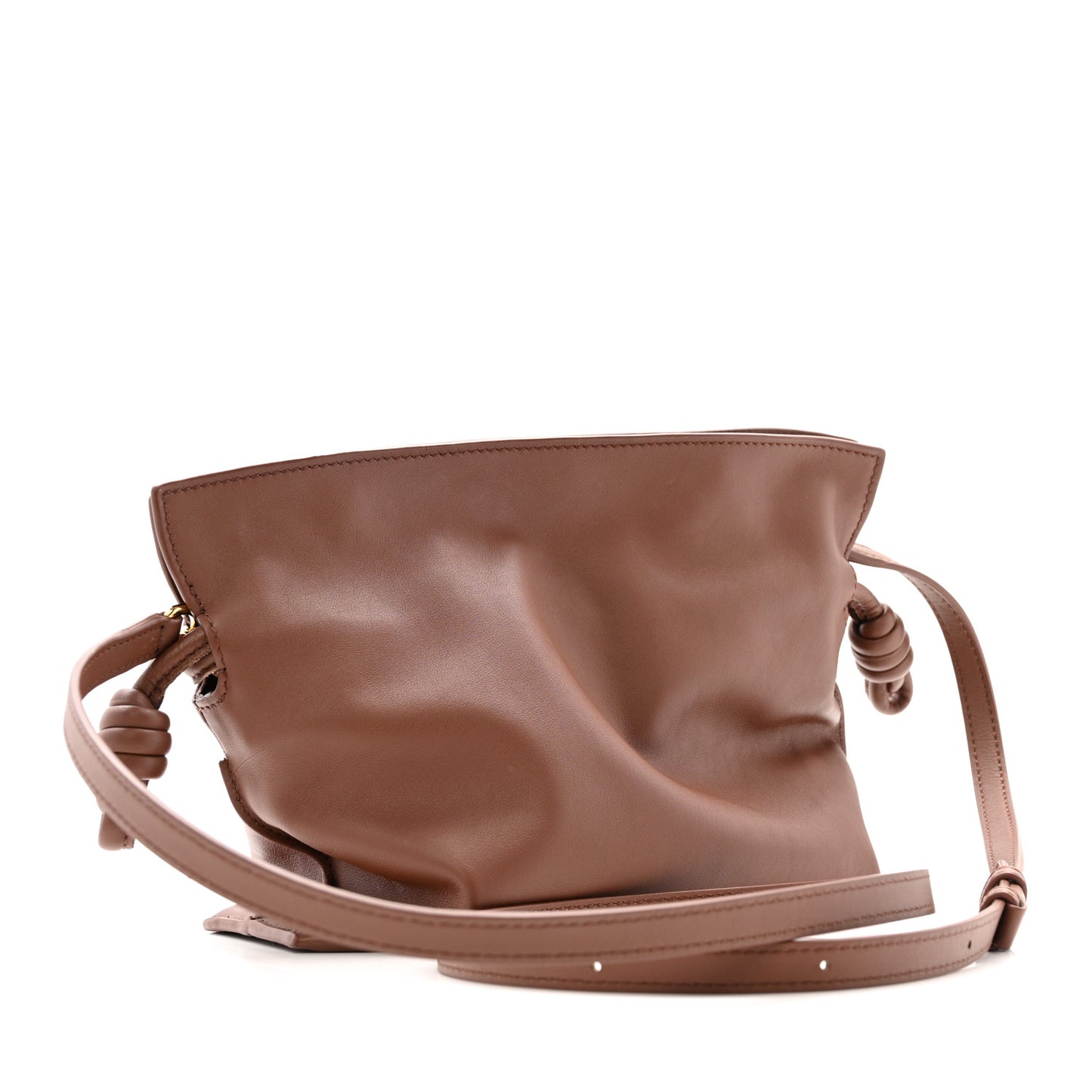 x SUNA FUJITA Nappa Hamster Mini Flamenco Knot Clutch Havana