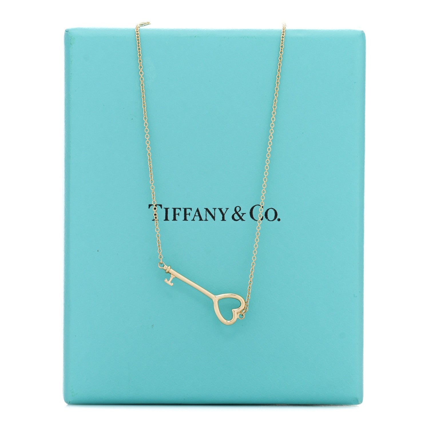 Tiffany 18K Yellow Gold Heart Key Pendant Necklace 5 of 5