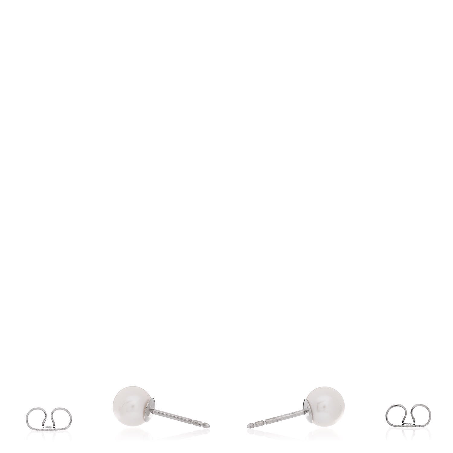 Tiffany 18K White Gold Akoya Pearl 6-6.5mm Signature Earrings 2 of 4