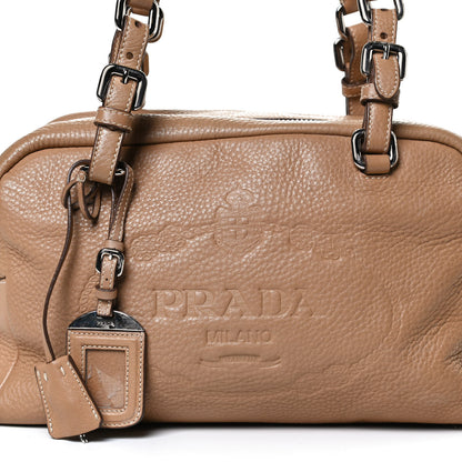 Prada Vitello Daino Embossed Logo Bowler Sughero 9 of 15