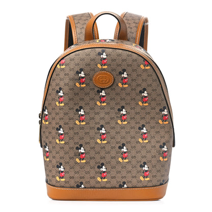 Gucci X DISNEY Mini Vintage GG Supreme Monogram Mickey Mouse Small Dome Backpack Beige Vintage Sun Oil 1 of 9