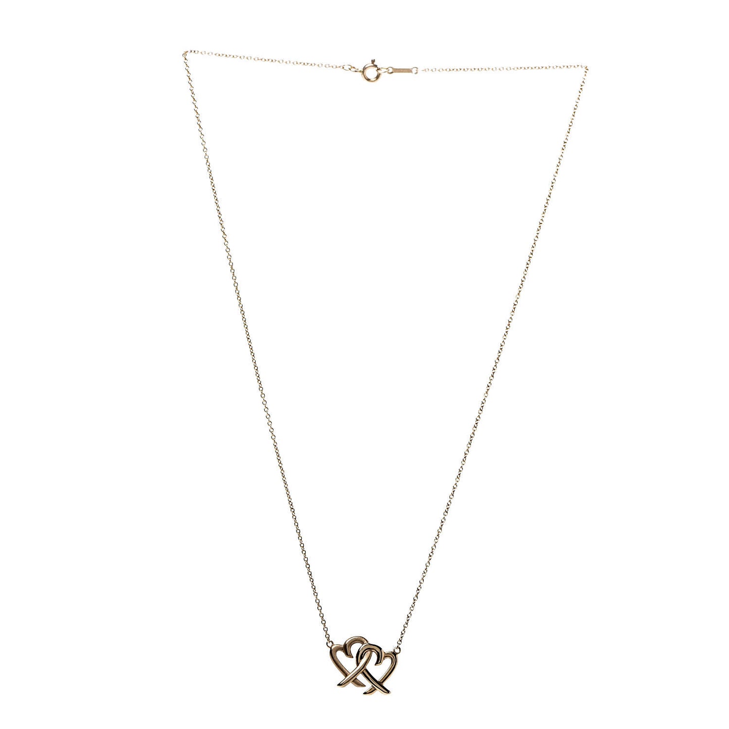 18K Rose Gold Paloma Picasso Loving Heart Interlocking Pendant Necklace