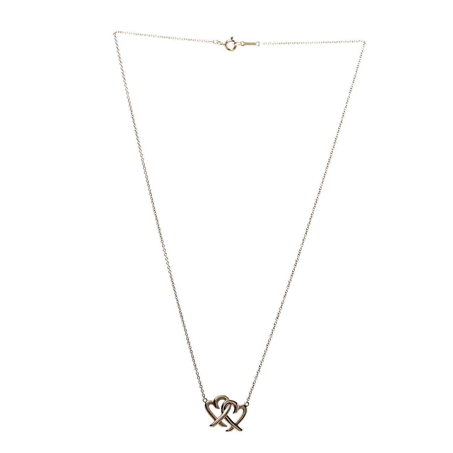 Tiffany 18K Rose Gold Paloma Picasso Loving Heart Interlocking Pendant Necklace 3 of 6