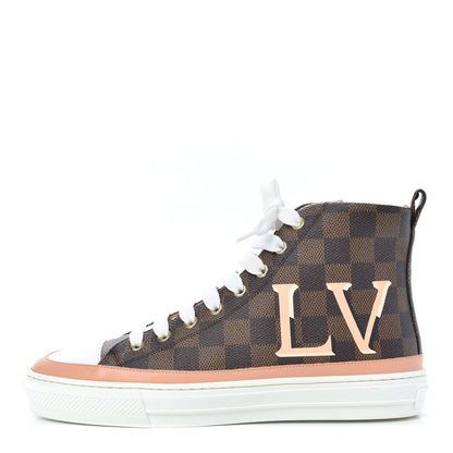 Louis Vuitton Damier Ebene Stellar High Top Sneakers 38 Venus Pink 1 of 9