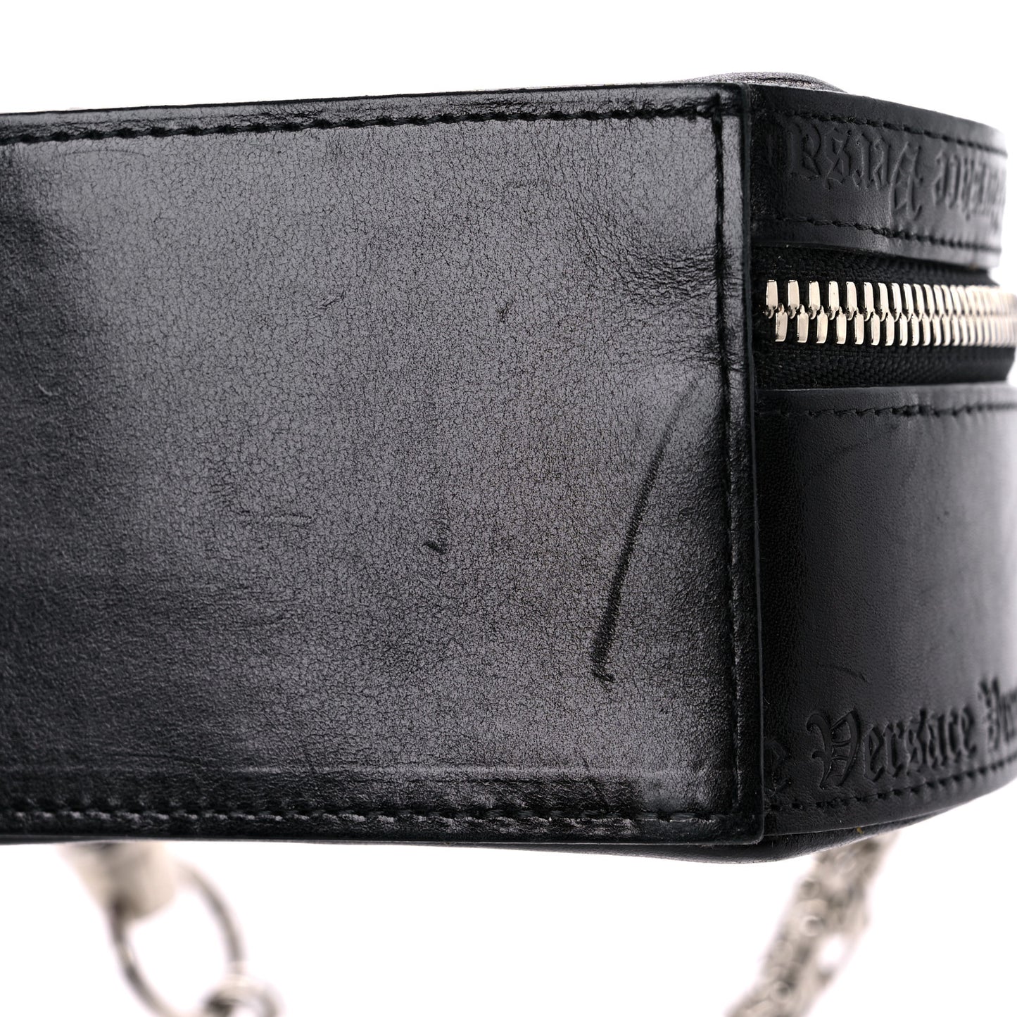 Calfskin Crystal Studded Round Bag Black