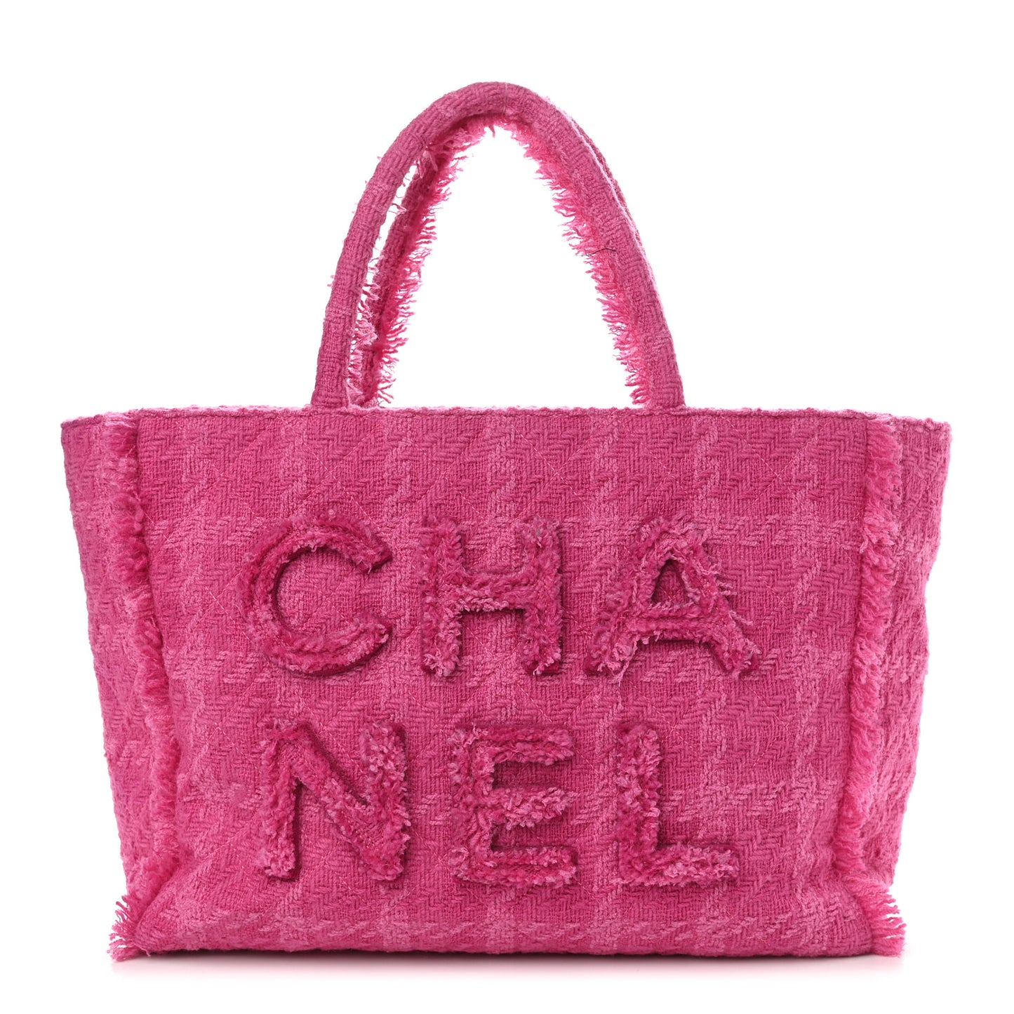 Wool Tweed Large Zipped Shopping Tote Pink