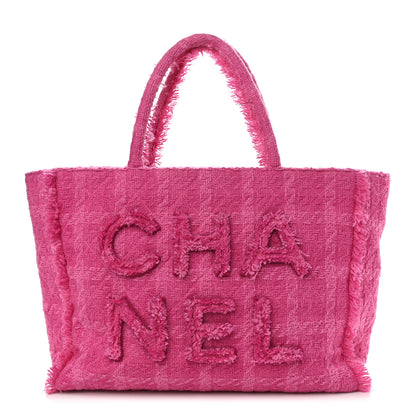 Chanel Wool Tweed Large Zipped Shopping Tote Pink 1 of 9