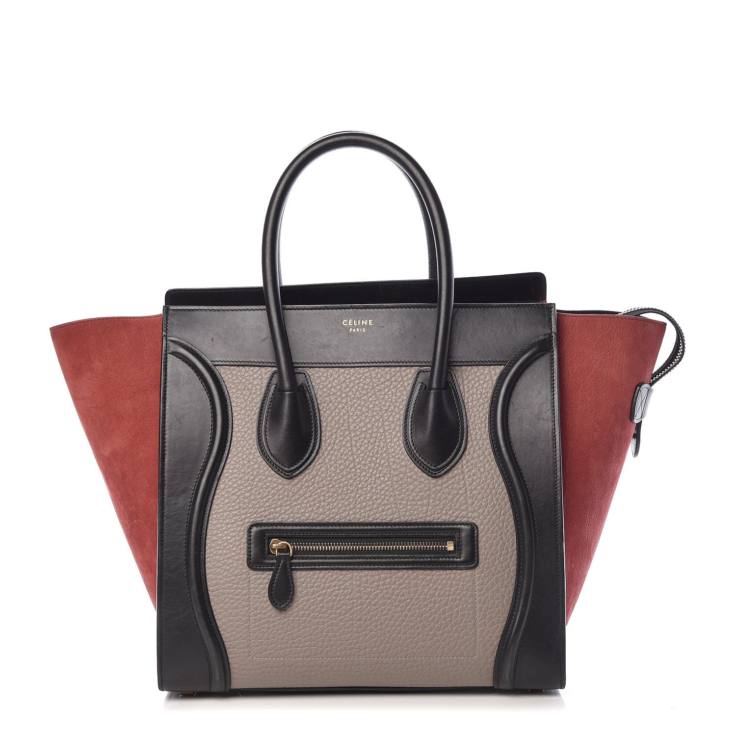 Celine Bullhide Calfskin Suede Mini Tri-Color Luggage Dark Ruby 1 of 20