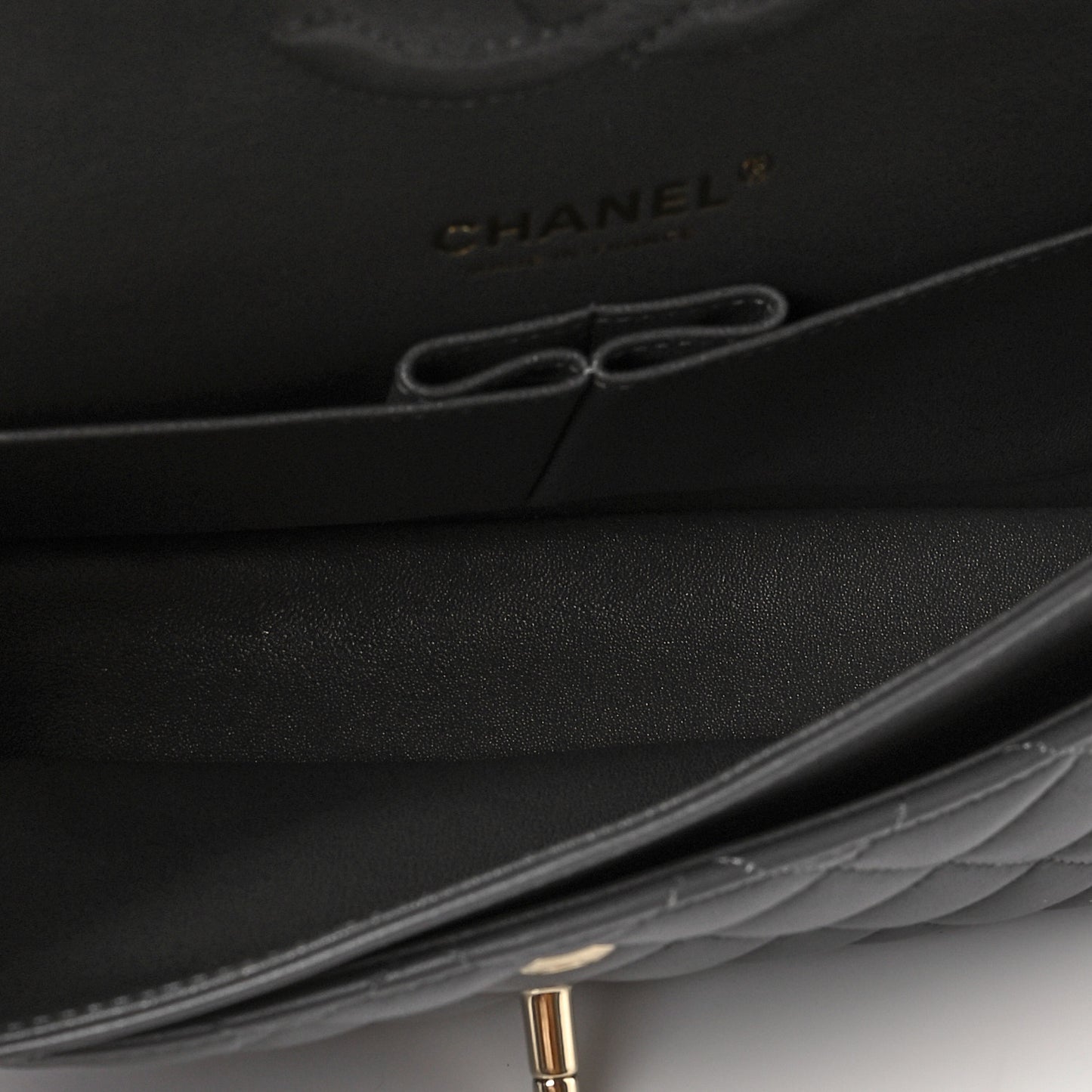 Lambskin Quilted Medium Double Flap Dark Grey