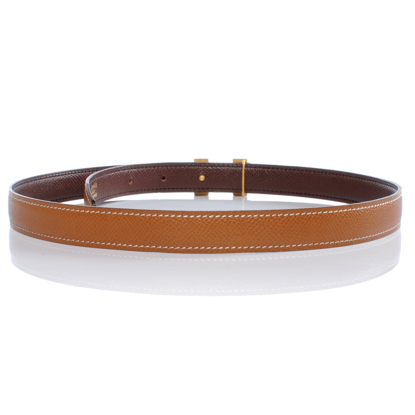 Courchevel Reversible Constance 18mm H Belt 70 Gold Chocolate