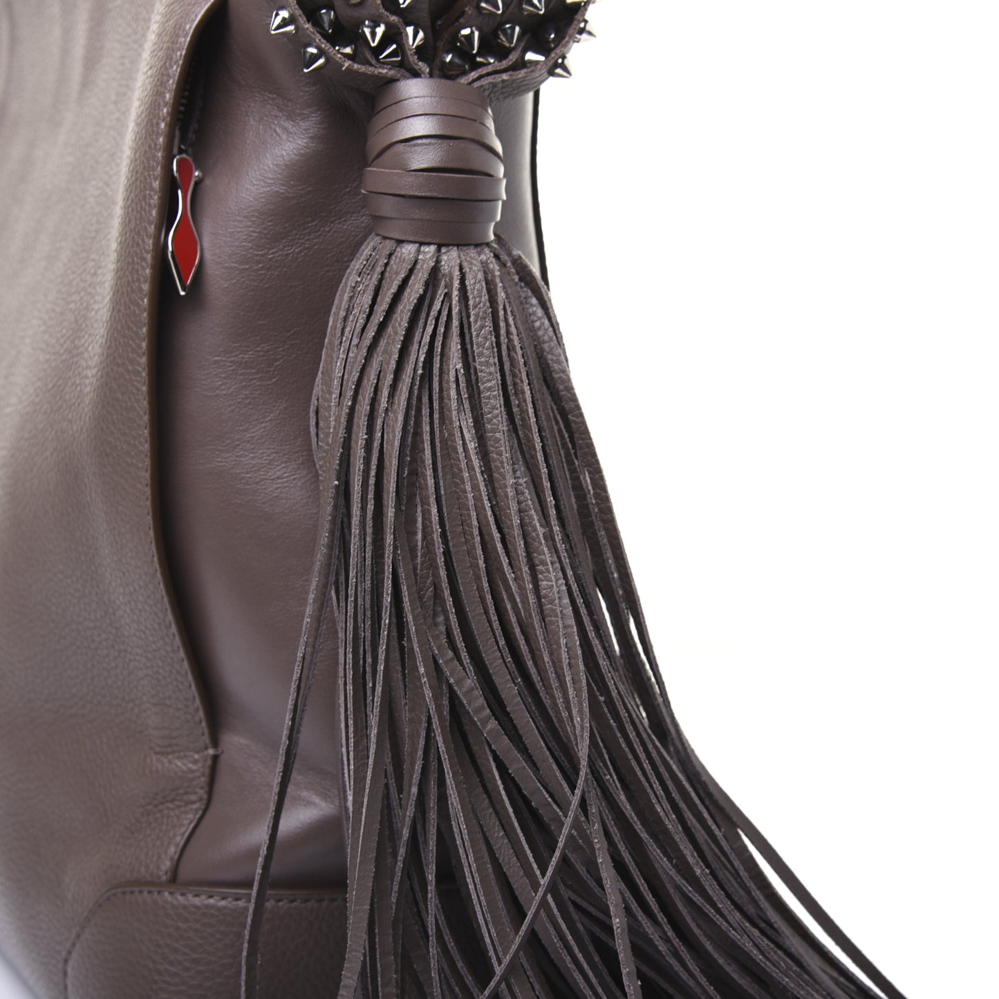 Empire Calf Spikes Fringe Eloise Hobo Grey