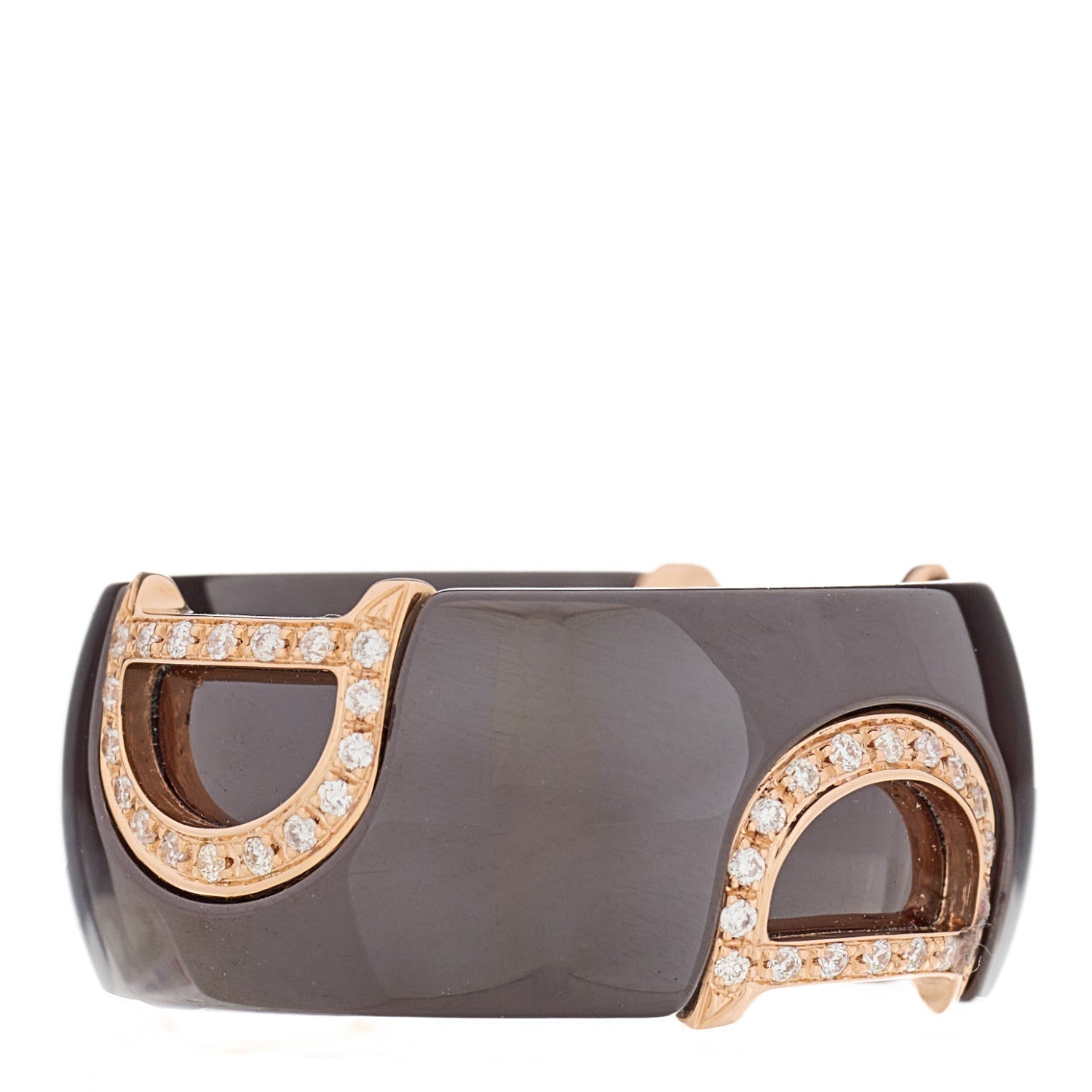 Damiani 18K Pink Gold Ceramic Diamond D Icon Ring Black 53 6.25 1 of 4