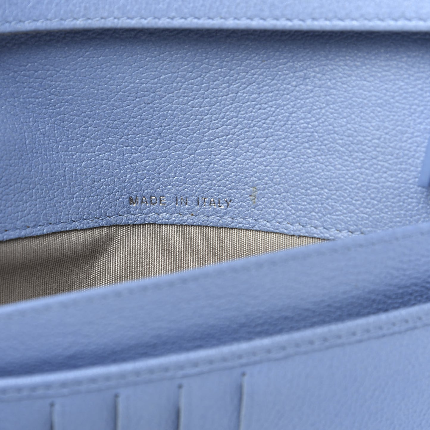 Goatskin Camellia Embossed Yen Wallet Blue