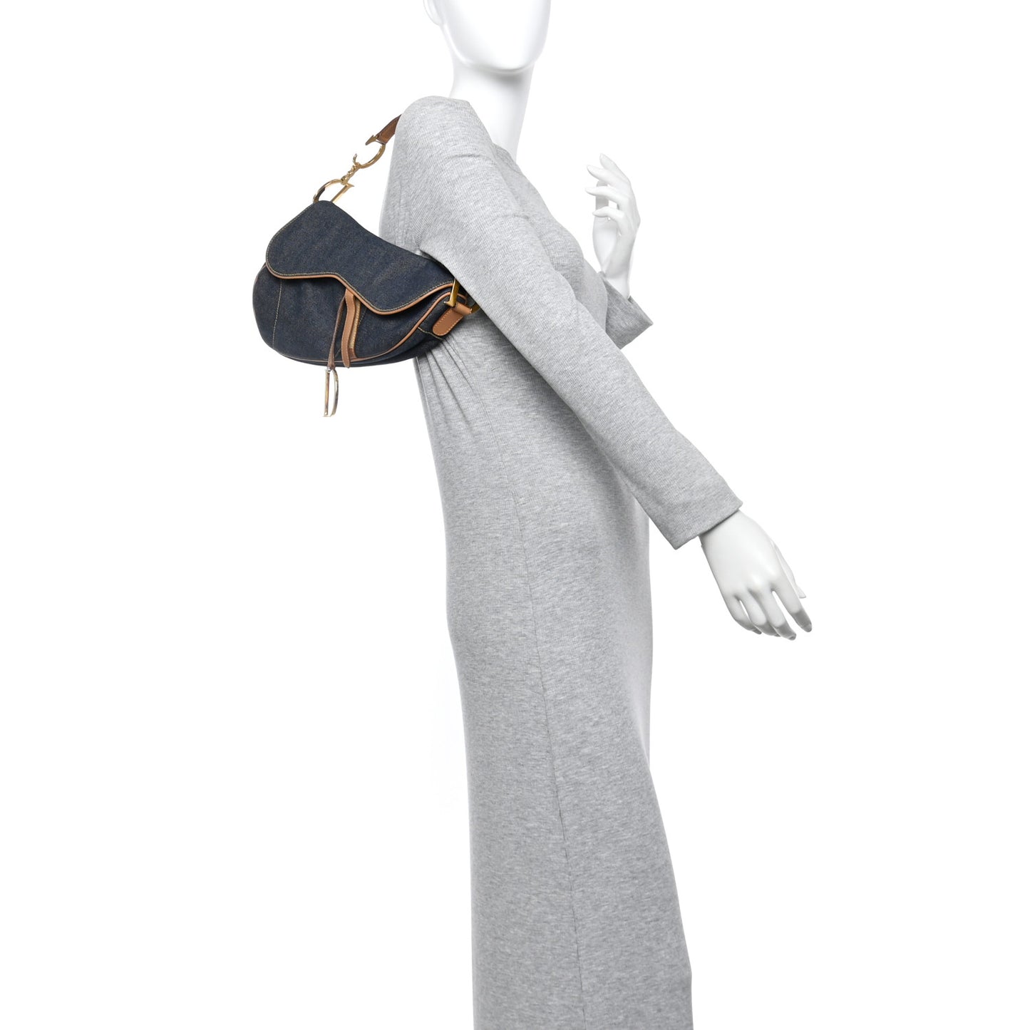 Denim Calfskin Saddle Bag Blue