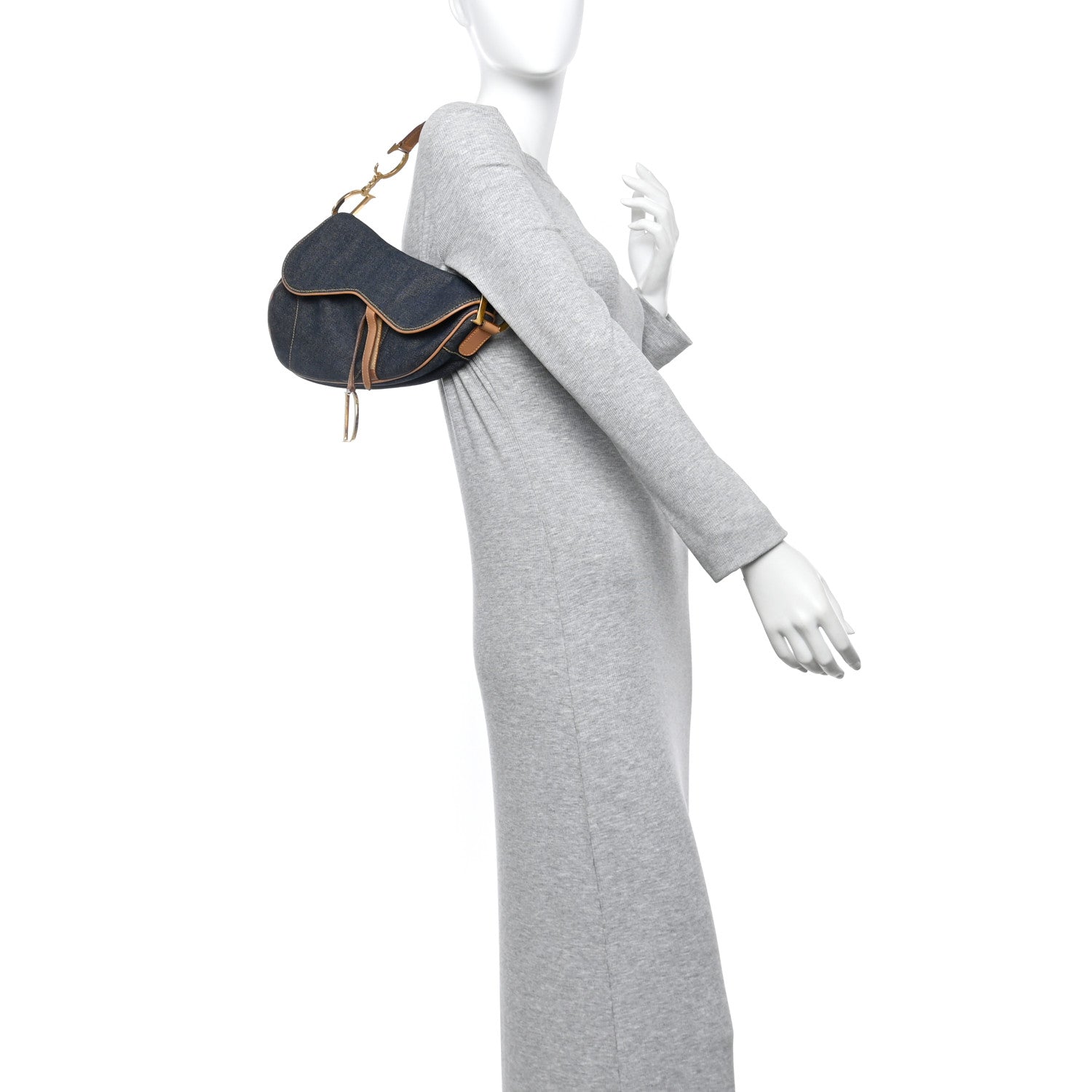 Christian Dior Denim Calfskin Saddle Bag Blue 2 of 12