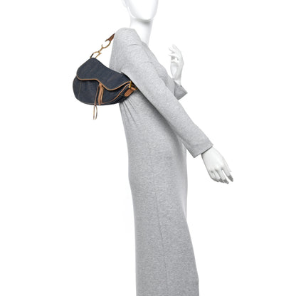 Christian Dior Denim Calfskin Saddle Bag Blue 2 of 12