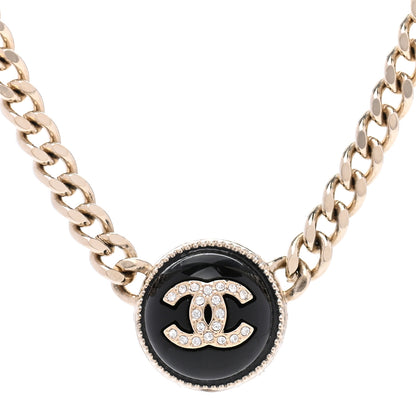 Chanel Crystal Resin CC Chain Link Short Necklace Black Gold 4 of 7
