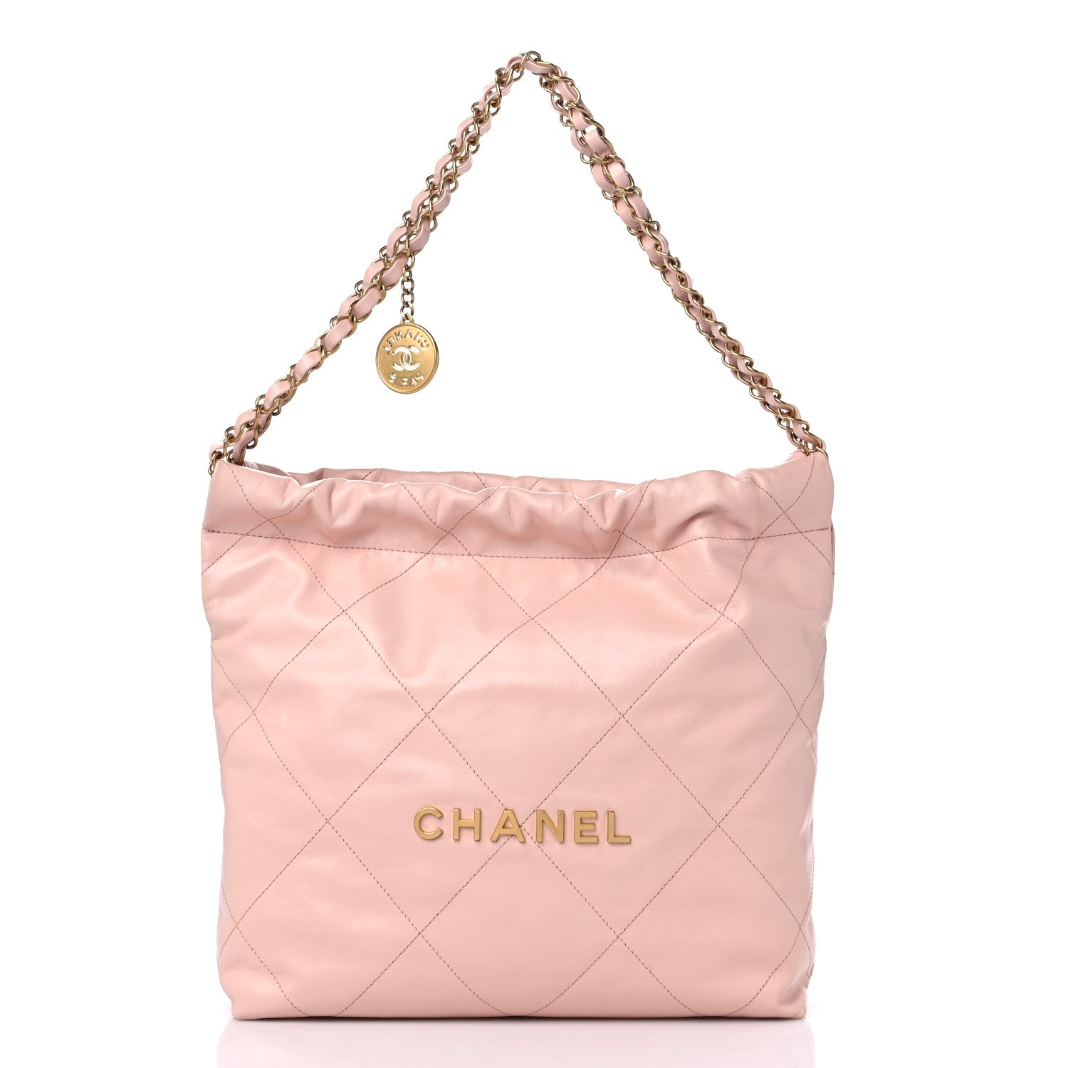 Chanel Shiny Calfskin Quilted Small Chanel 22 Light Pink 3 of 12