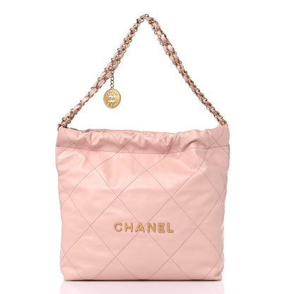 Chanel Shiny Calfskin Quilted Small Chanel 22 Light Pink 3 of 12