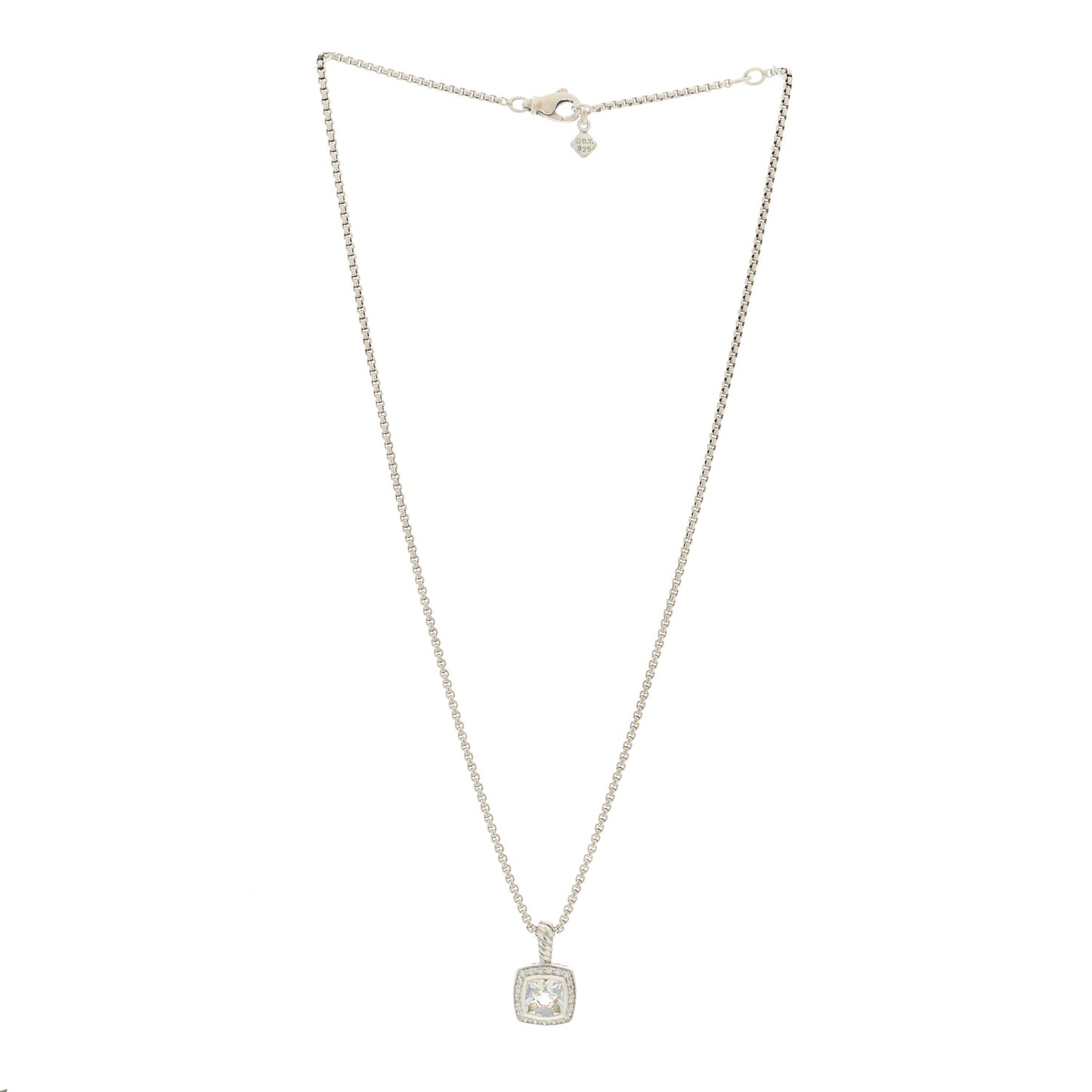 Sterling Silver Diamond White Topaz 7mm Petite Albion Pendant Necklace