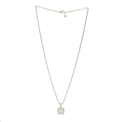 David Yurman Sterling Silver Diamond White Topaz 7mm Petite Albion Pendant Necklace 3 of 5