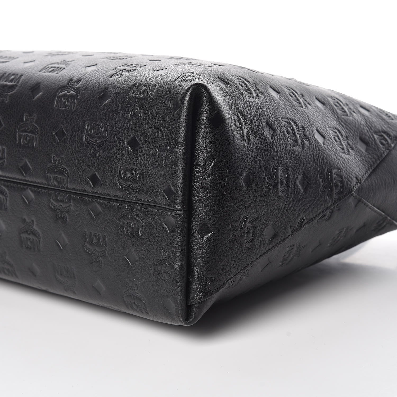 MCM Calfskin Ottomar Monogram Medium Klara Shopper Tote Black 10 of 10