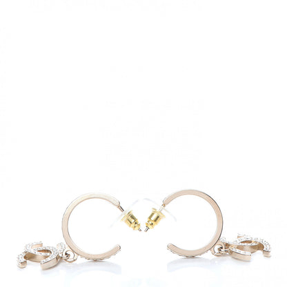 Chanel Crystal Lock Symbols CC Hoop Drop Earrings Gold 3 of 5