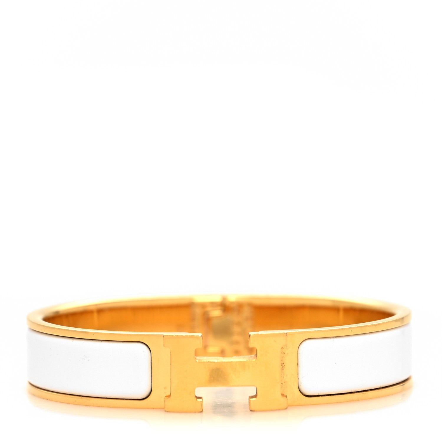 Hermes Enamel Narrow Clic Clac H Bracelet PM White 1 of 5