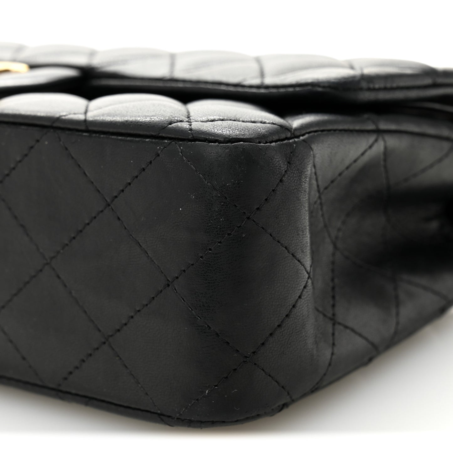 Lambskin Quilted Medium Double Flap Black