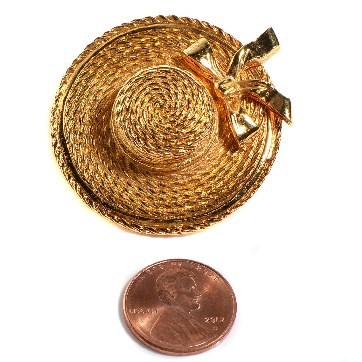 Chanel Straw Hat Clip On Earrings Gold 2 of 5
