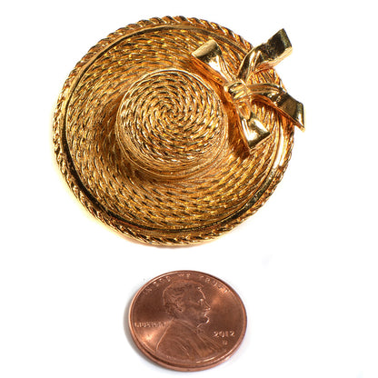 Chanel Straw Hat Clip On Earrings Gold 2 of 5