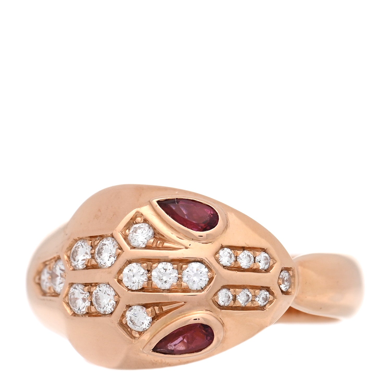 Bulgari 18K Rose Gold Diamond Rubellite Serpenti Seduttori Ring 54 7 1 of 5