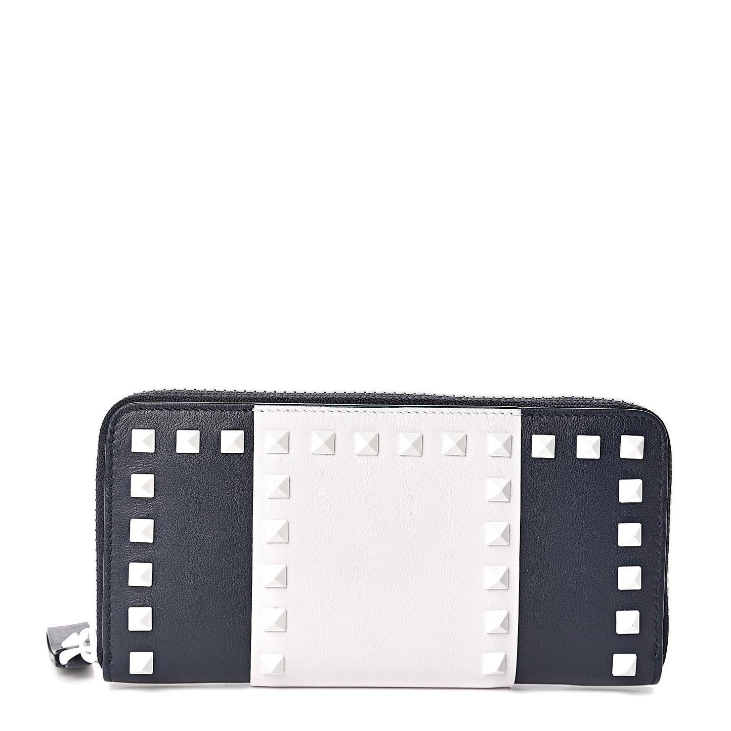 Vitello Colorblock Free Rockstud Zip Around Wallet Marine White