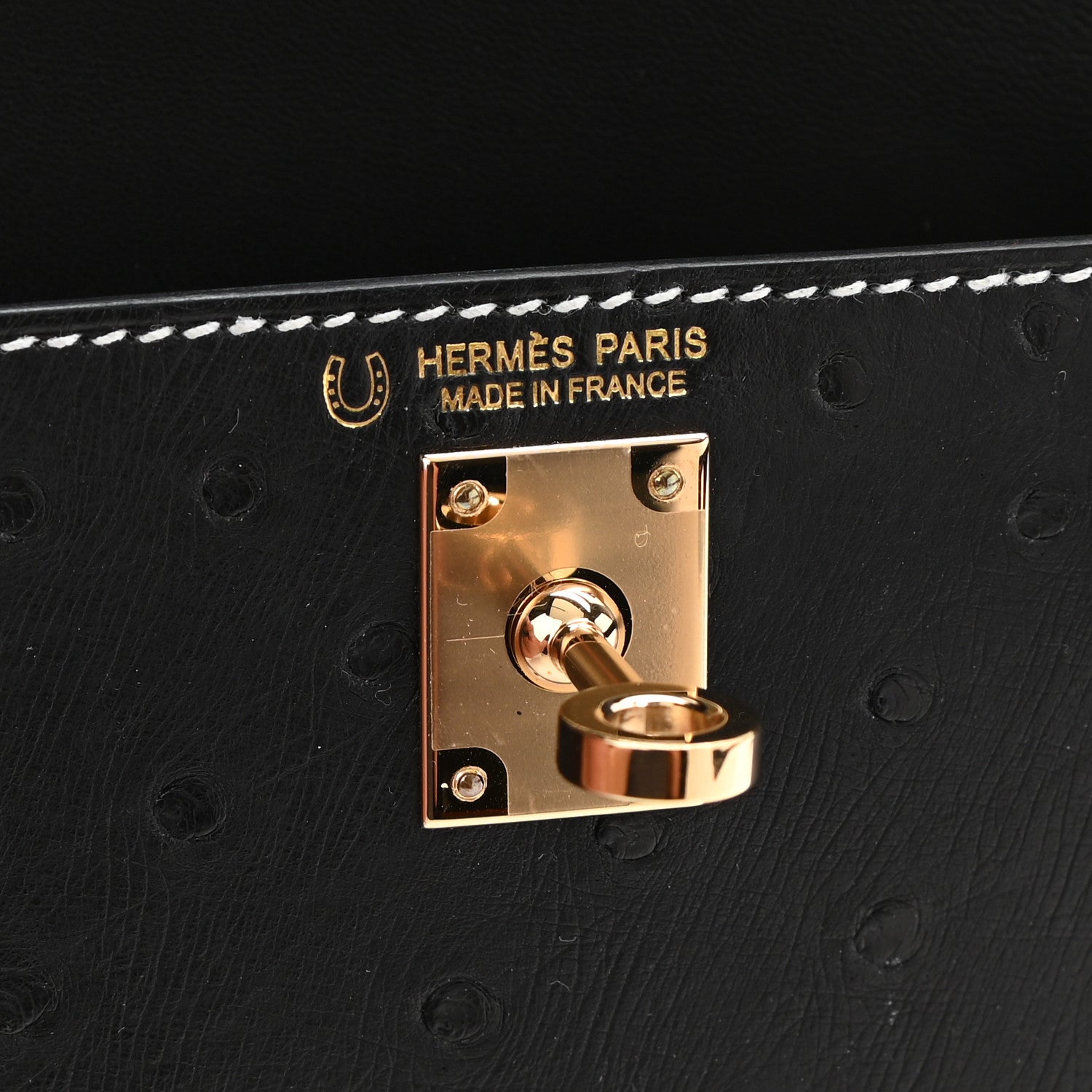 Hermes Ostrich Horseshoe Kelly Sellier Mini 20 Black 6 of 10